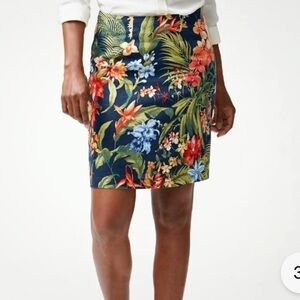 Tommy Bahama Bonita Botanical Heritage Linen Ocean Deep Skirt Size 12